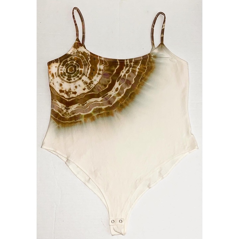 Plus Size Bodysuit Size 1X Hand Dyed Cream & Bronze